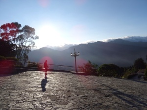 Watching the sun come up on the backside of Monserrate. 