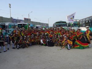 A samba school before they join the parade. 