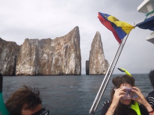 León Dormido/Kicker Rock. Our snorkeling took us through the massive split in the rock. 