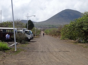 Floreana Island and the main road leading up to the hike and tortoise breeding ground. 