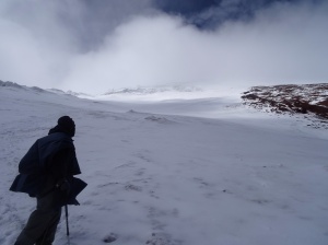 Looking back towards the summit of Cotopaxi